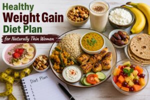 Healthy Breakfast with Eggs, Milk, and Fruit for Healthy Weight Gain